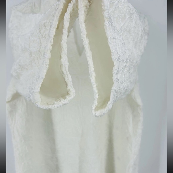 Soft Surroundings Split Neck Top 2X White Embroidered Lined Boho Peasant Career - Picture 6 of 14